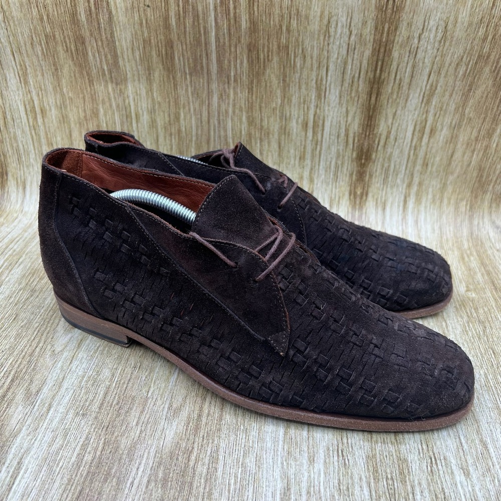 Buttero Woven Suede Chukka Boots Mens Size 10.5 EU 43.5 Dark Brown Made in Italy